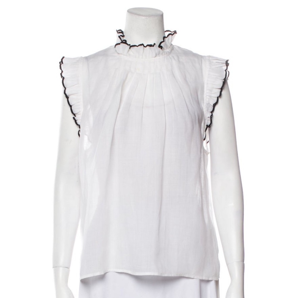 Frame Mock Neck Sleeveless Blouse